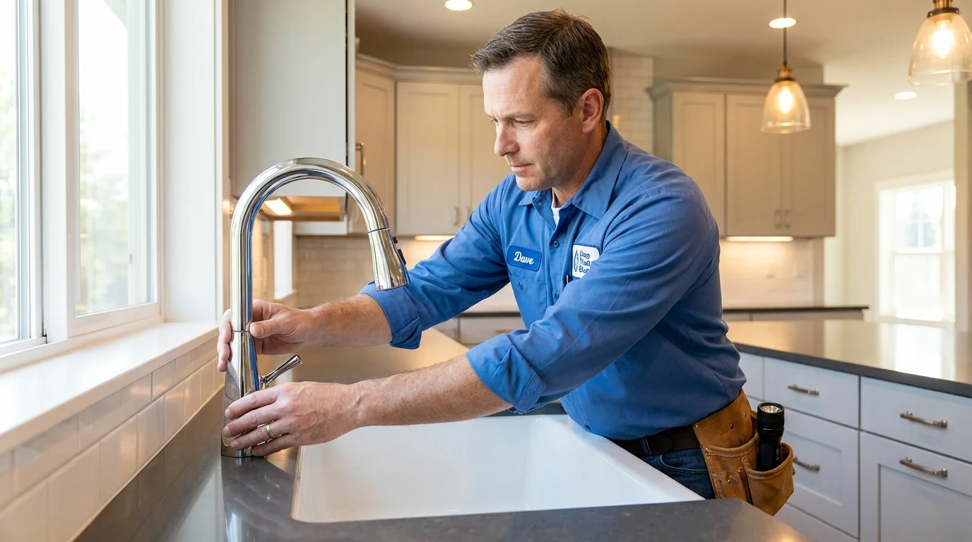 Kitchen faucet installation by Johns Plumbing LLC in Oakham