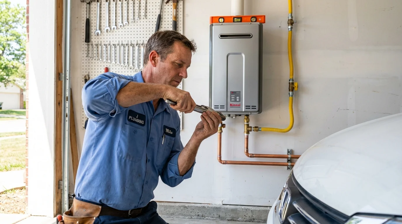 Tankless water heater installation by a Johns Plumbing LLC plumber in Oakham
